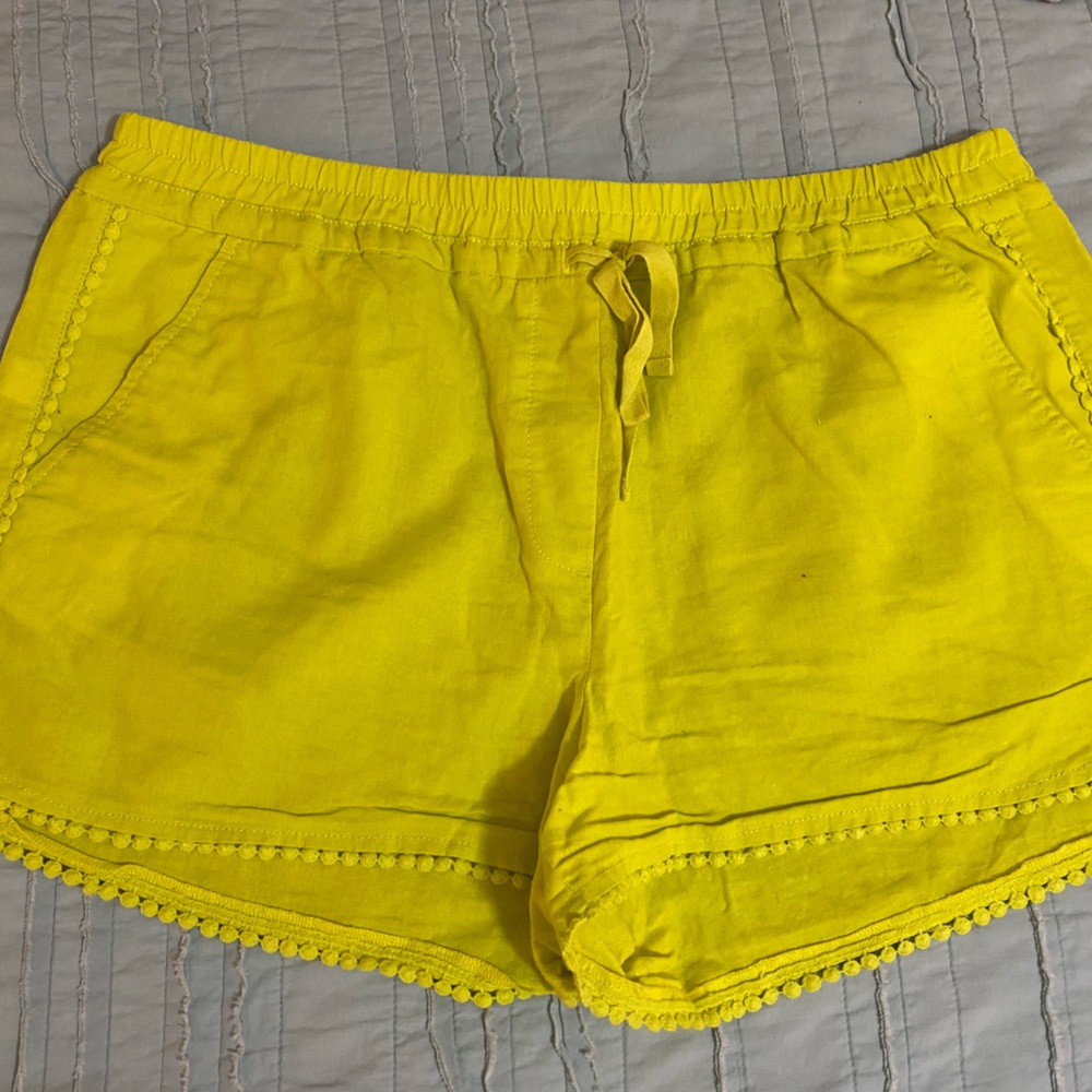 Loft Bright Yellow Pom pom pull on shorts